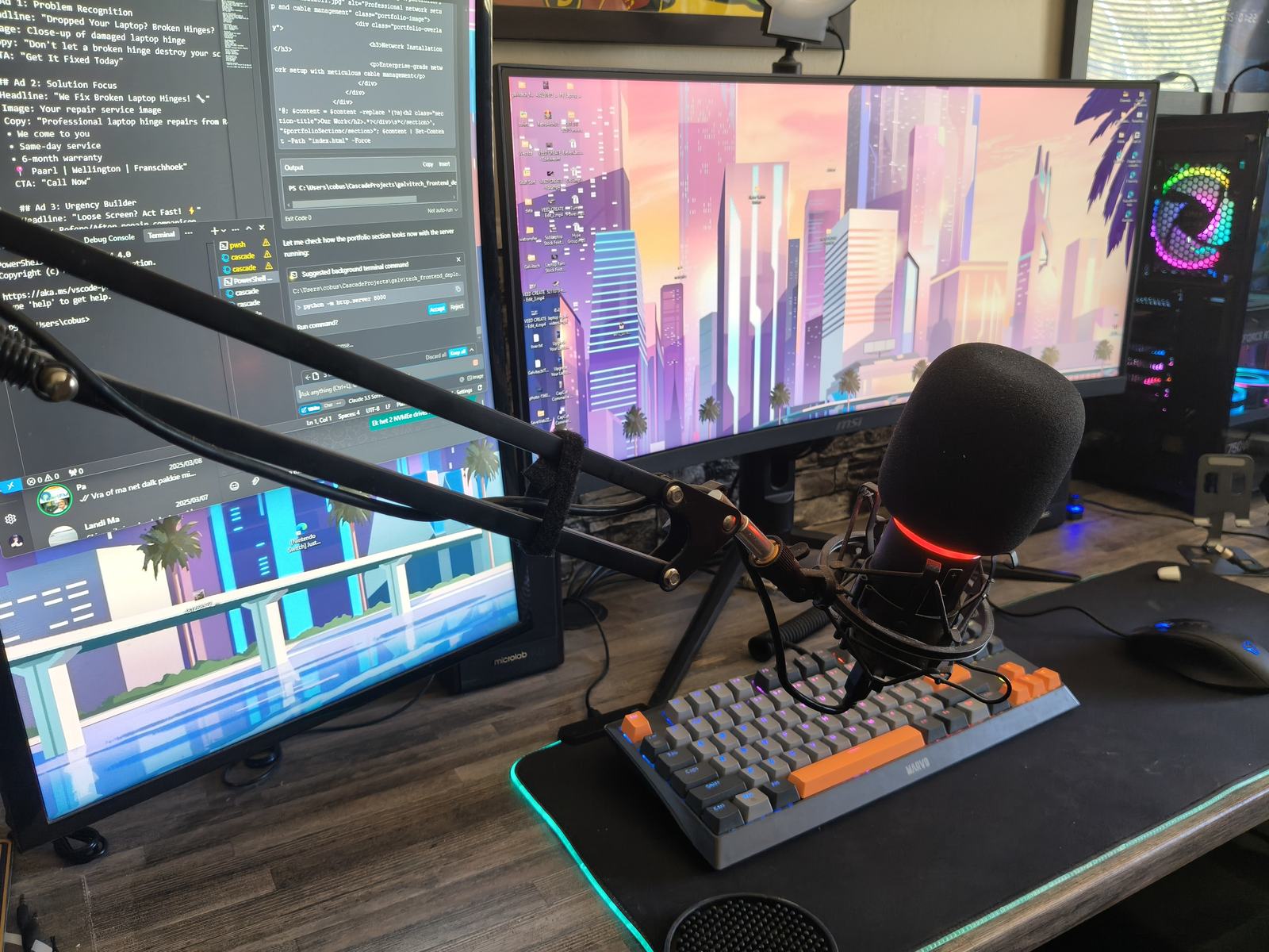 Custom livestream setup built by Galvitech PC Services in Paarl