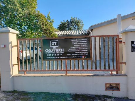 The Galvitech PC Services premises in Northern Paarl, with the service sign outside the gate